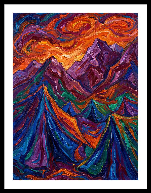 Vibrant Mountain Tents Under Sunset
