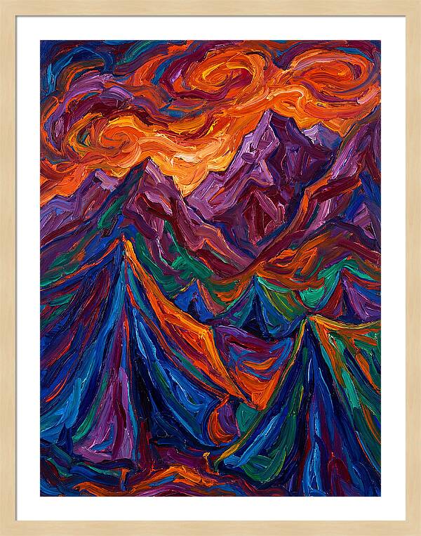 Vibrant Mountain Tents Under Sunset