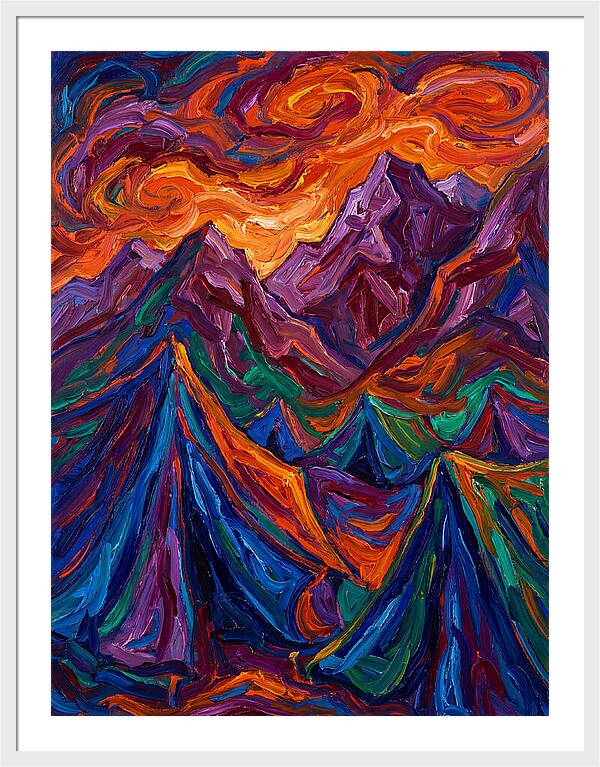 Vibrant Mountain Tents Under Sunset