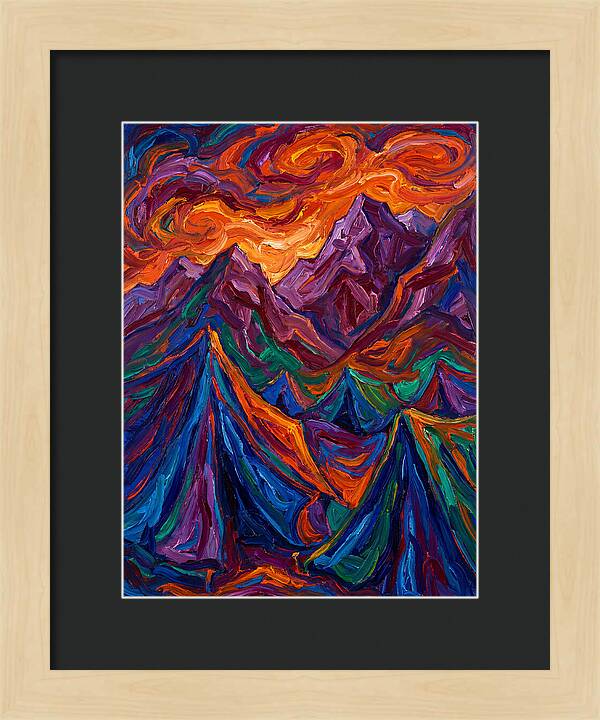 Vibrant Mountain Tents Under Sunset