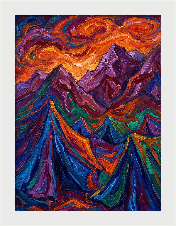 Vibrant Mountain Tents Under Sunset