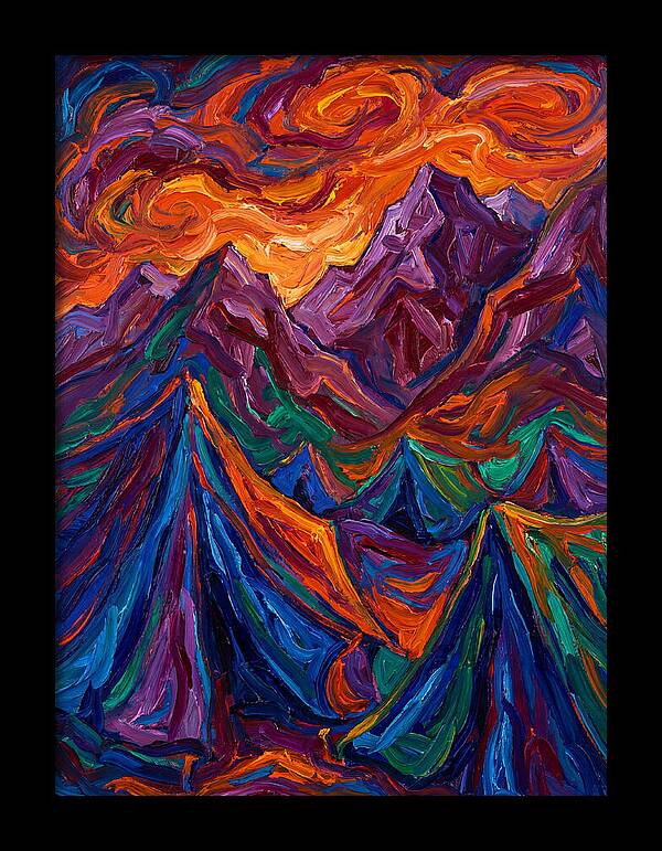 Vibrant Mountain Tents Under Sunset