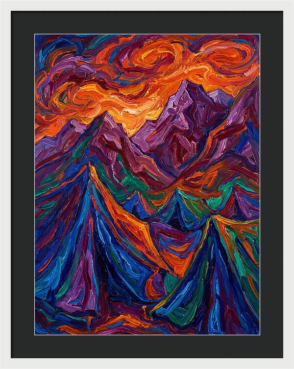 Vibrant Mountain Tents Under Sunset