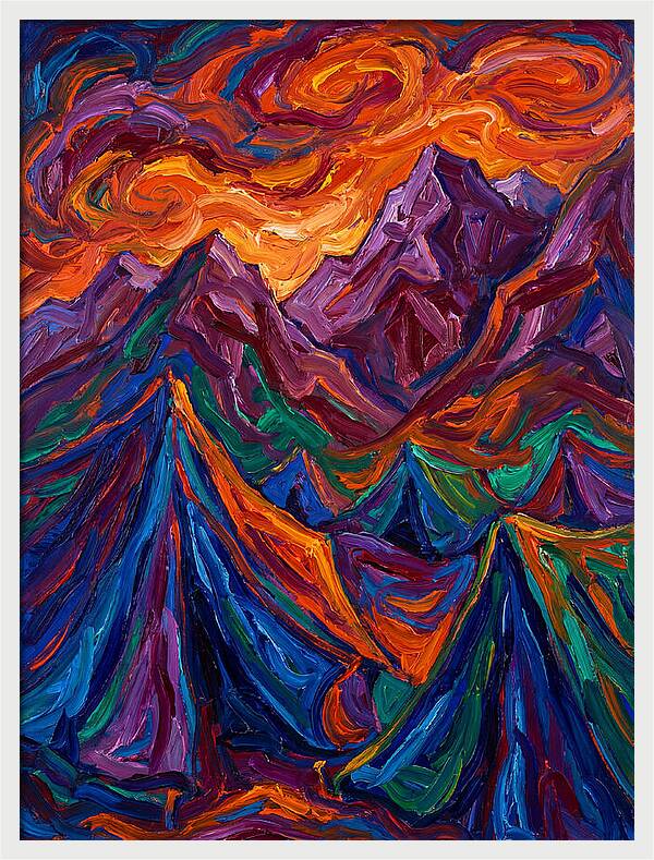 Vibrant Mountain Tents Under Sunset
