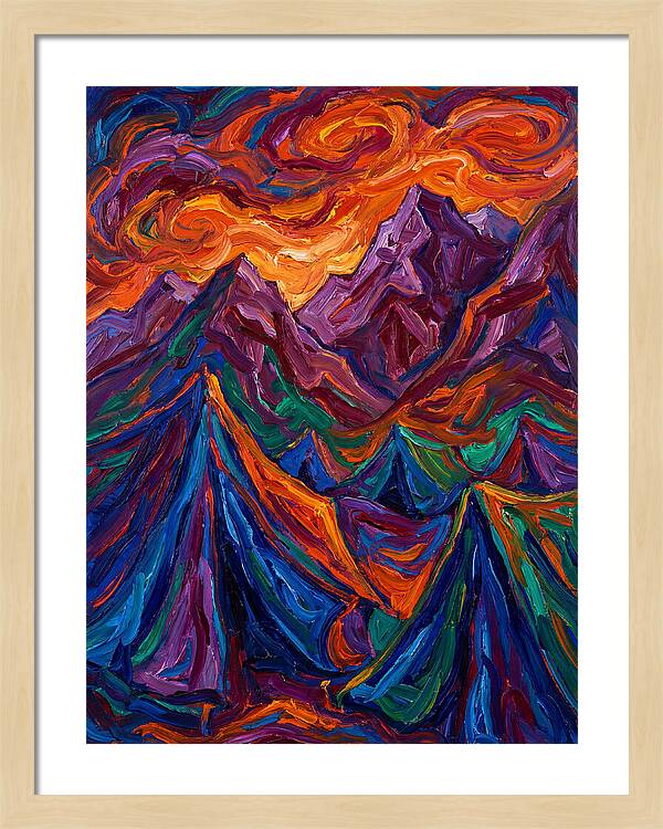 Vibrant Mountain Tents Under Sunset