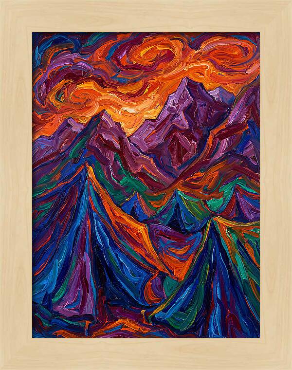 Vibrant Mountain Tents Under Sunset