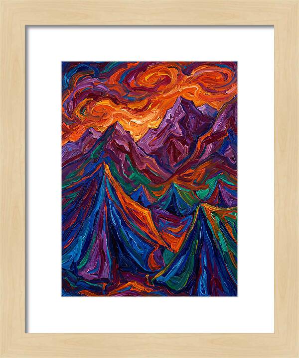 Vibrant Mountain Tents Under Sunset