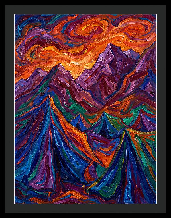 Vibrant Mountain Tents Under Sunset