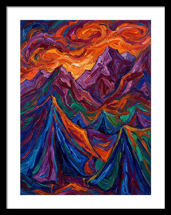 Vibrant Mountain Tents Under Sunset