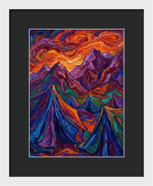 Vibrant Mountain Tents Under Sunset
