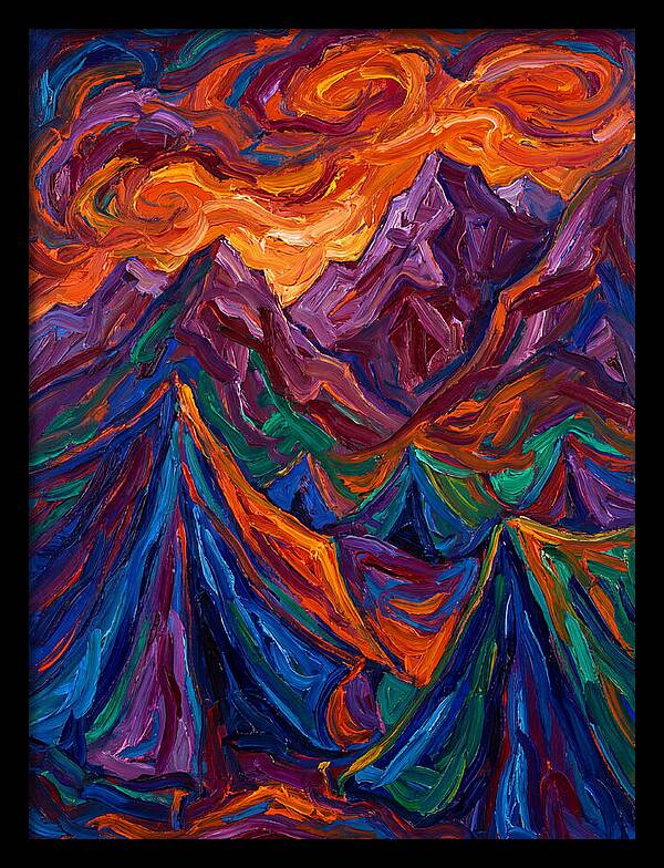 Vibrant Mountain Tents Under Sunset
