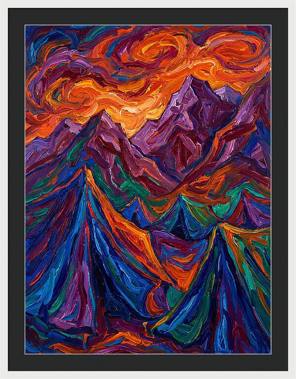 Vibrant Mountain Tents Under Sunset