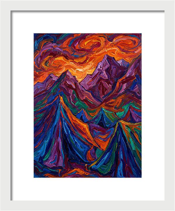 Vibrant Mountain Tents Under Sunset