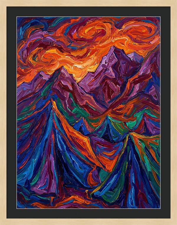 Vibrant Mountain Tents Under Sunset