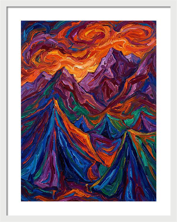Vibrant Mountain Tents Under Sunset