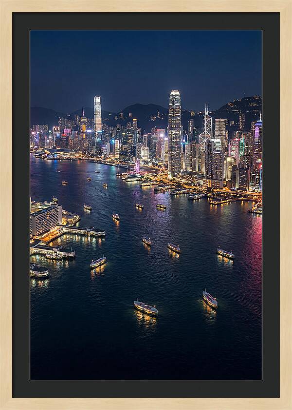 Vibrant Nightlights Over Hong Kong