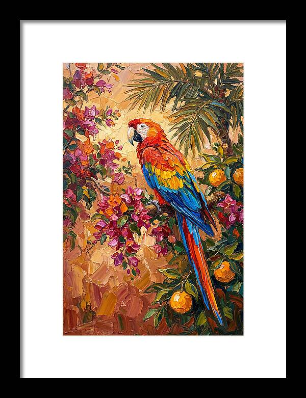 Vibrant Parrot Among Blossoms