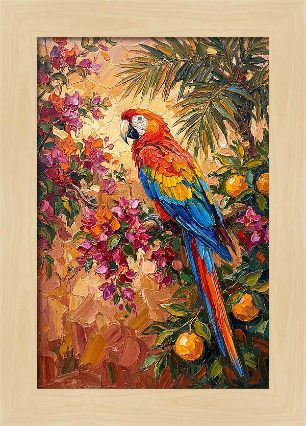 Vibrant Parrot Among Blossoms