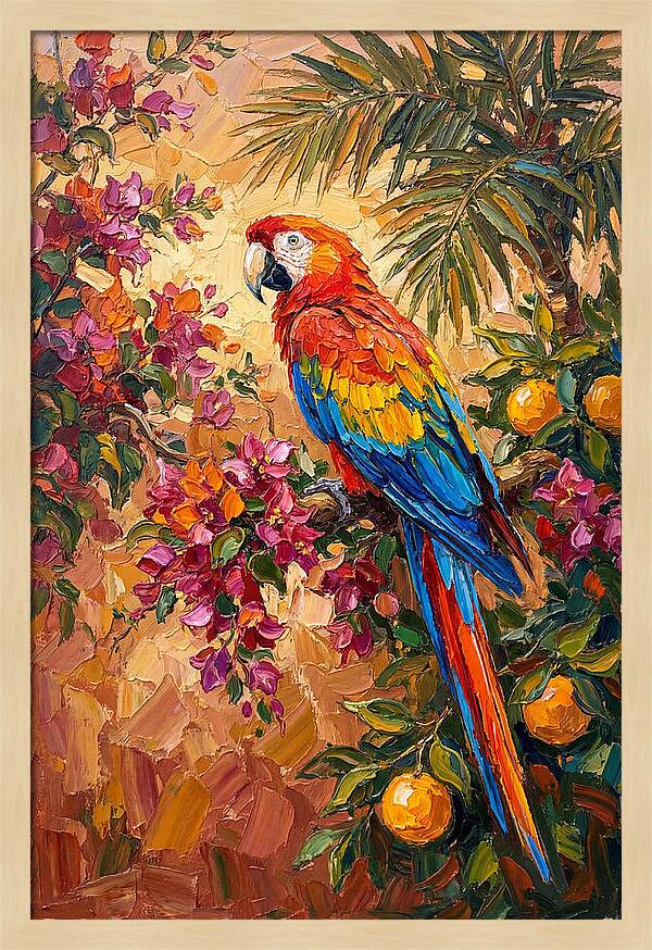 Vibrant Parrot Among Blossoms