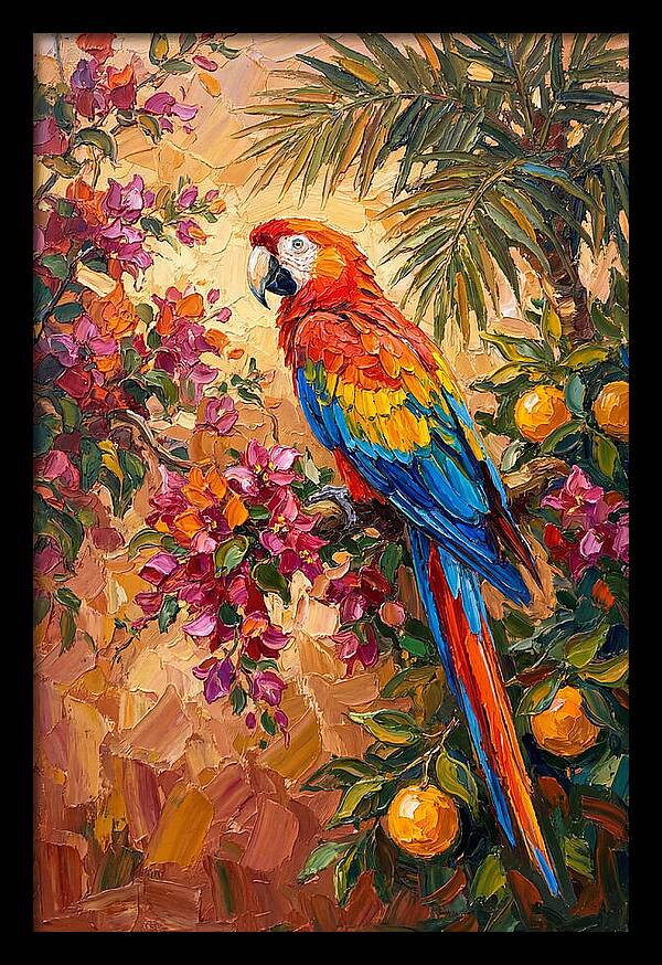 Vibrant Parrot Among Blossoms