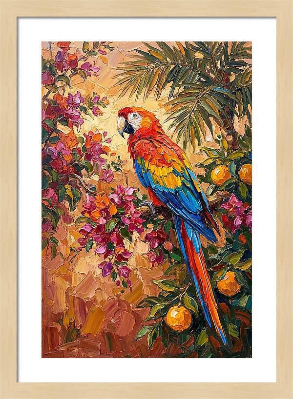 Vibrant Parrot Among Blossoms