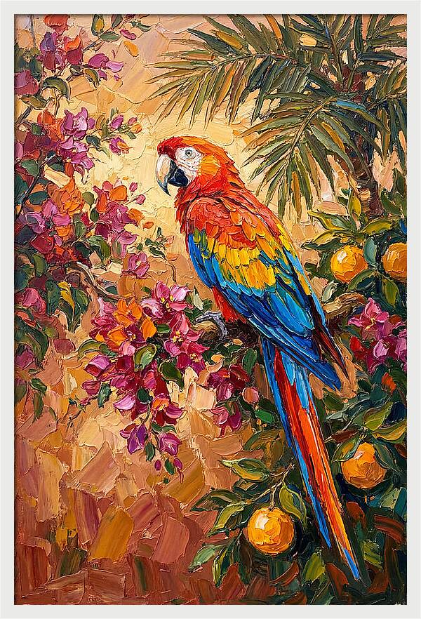 Vibrant Parrot Among Blossoms