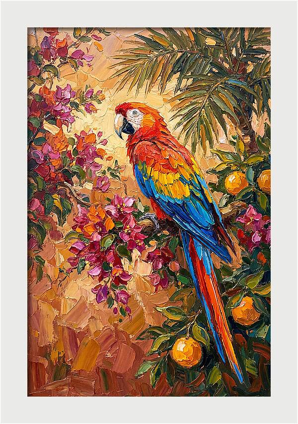 Vibrant Parrot Among Blossoms