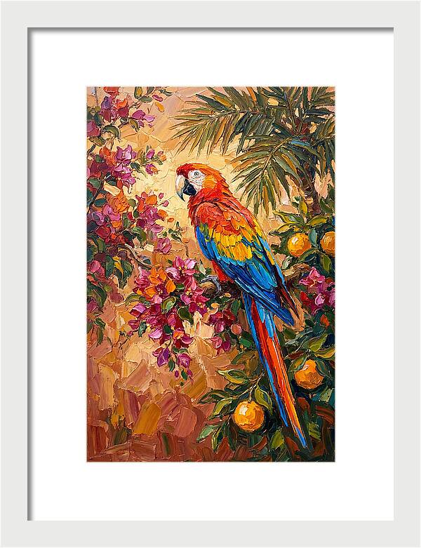Vibrant Parrot Among Blossoms