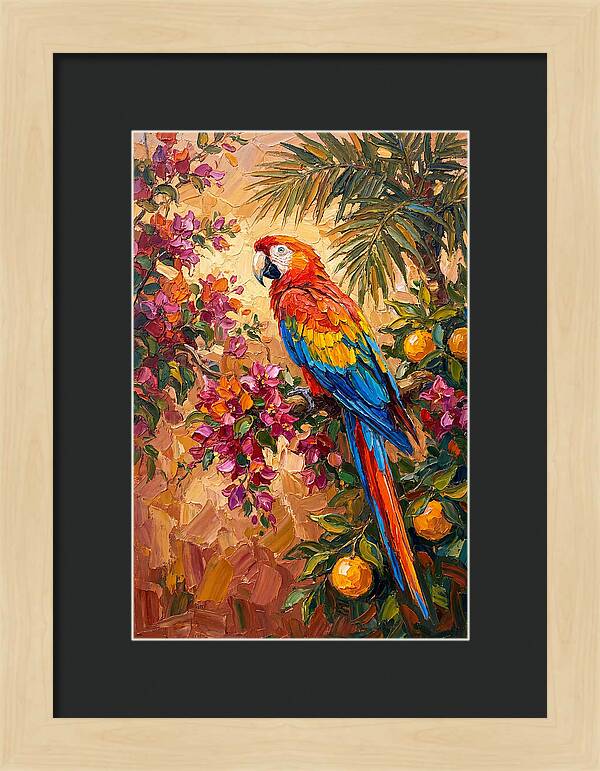 Vibrant Parrot Among Blossoms