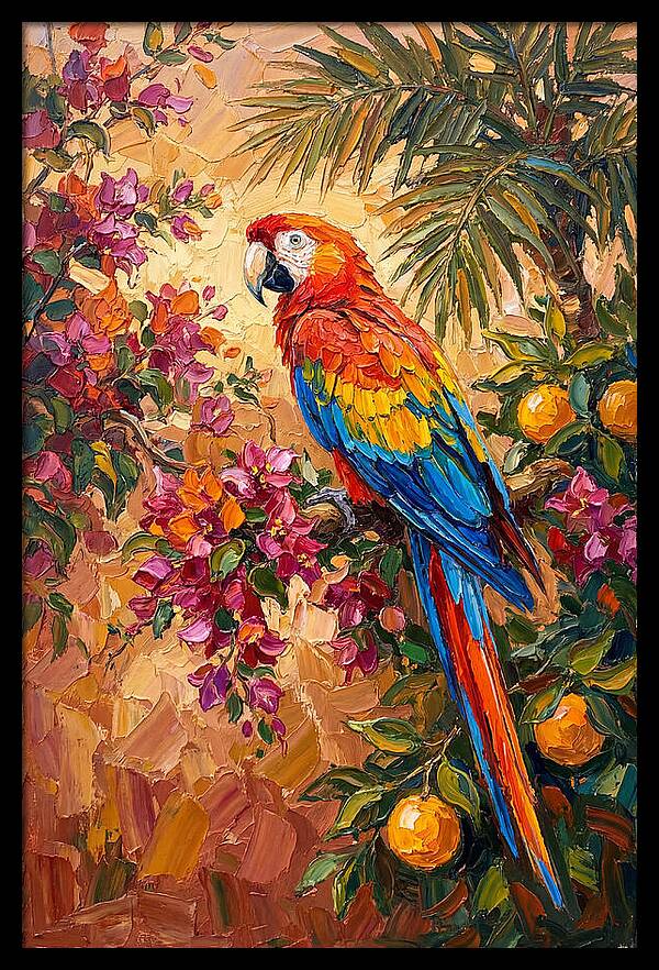 Vibrant Parrot Among Blossoms