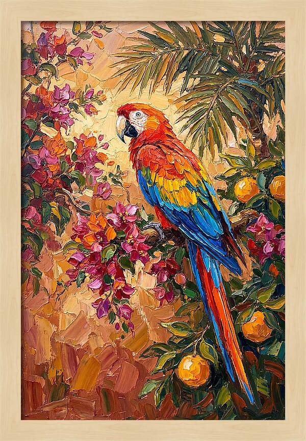 Vibrant Parrot Among Blossoms