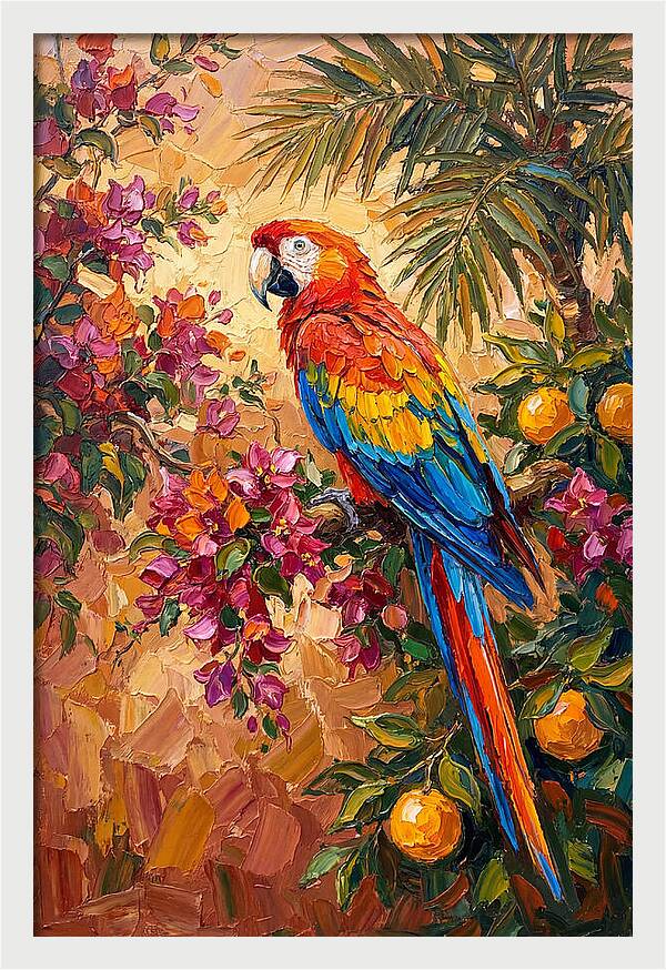 Vibrant Parrot Among Blossoms