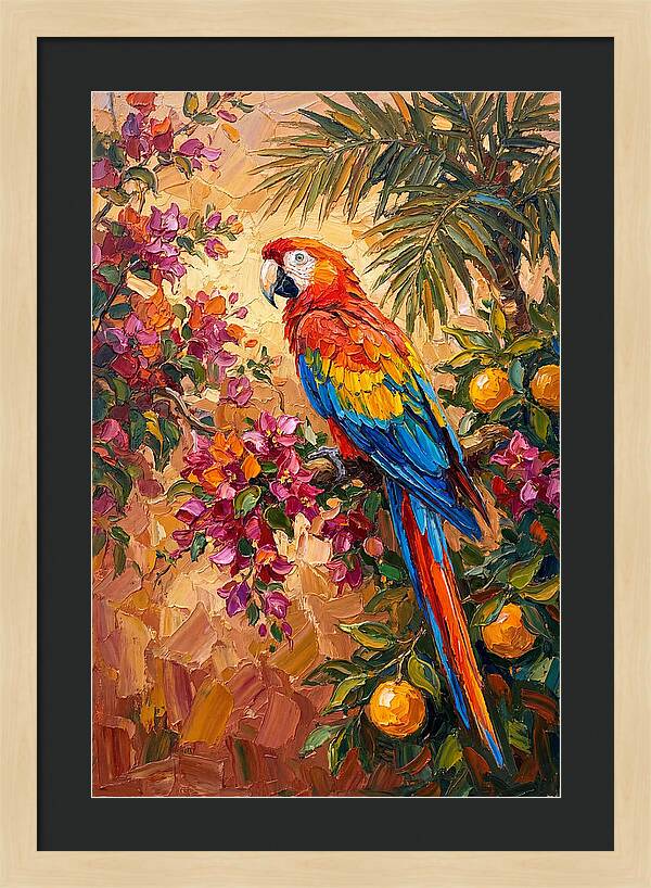 Vibrant Parrot Among Blossoms