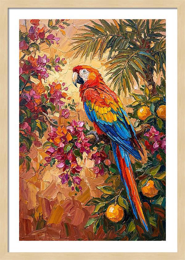 Vibrant Parrot Among Blossoms