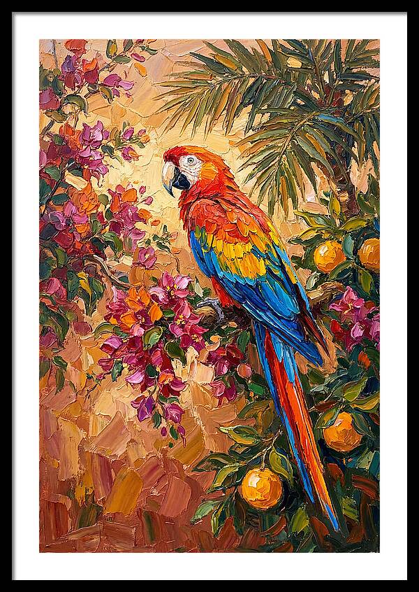 Vibrant Parrot Among Blossoms
