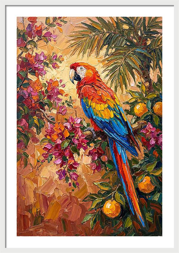 Vibrant Parrot Among Blossoms