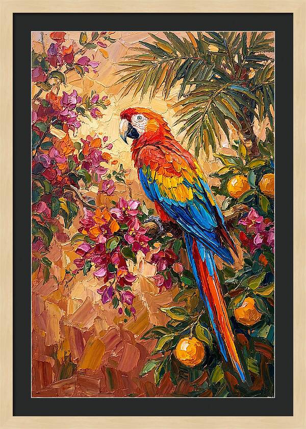 Vibrant Parrot Among Blossoms