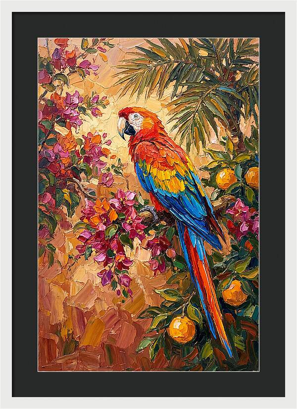 Vibrant Parrot Among Blossoms
