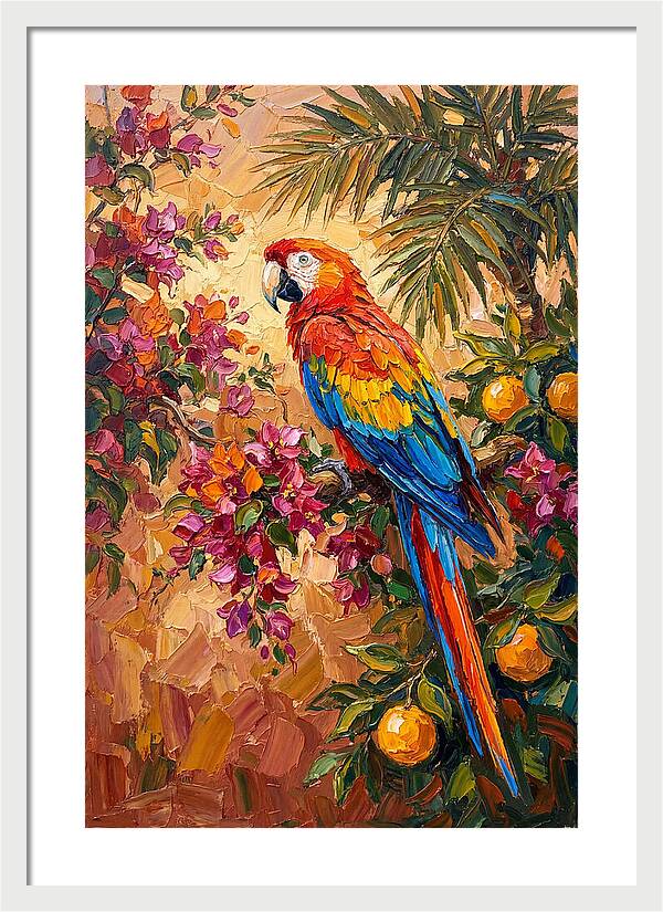 Vibrant Parrot Among Blossoms