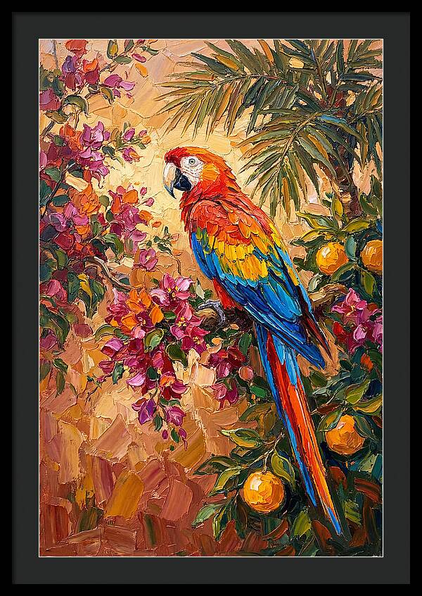 Vibrant Parrot Among Blossoms