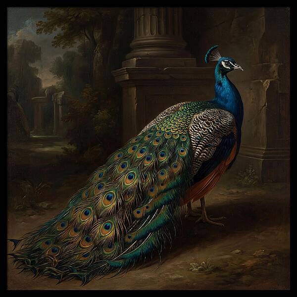 Vibrant Peacock Among Foliage