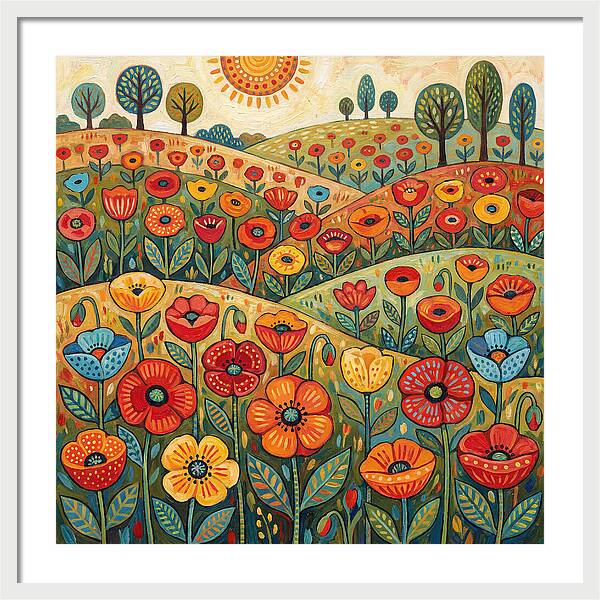 Vibrant Poppy Field Landscape