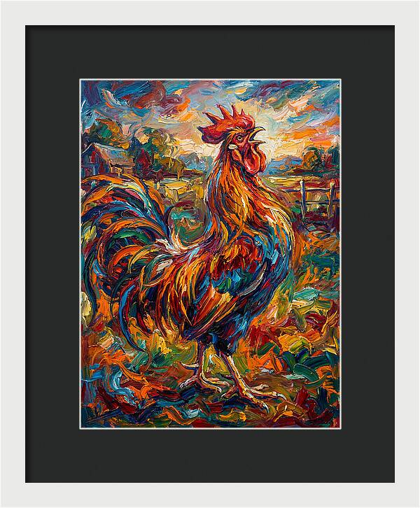 Vibrant Rooster In Expressionism