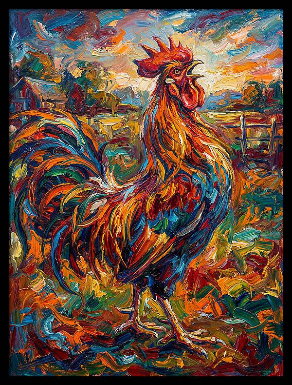 Vibrant Rooster In Expressionism