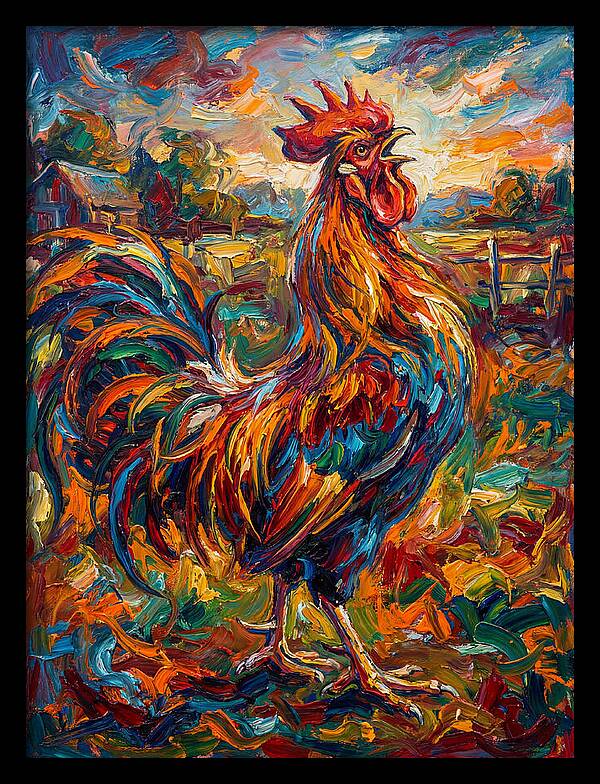 Vibrant Rooster In Expressionism