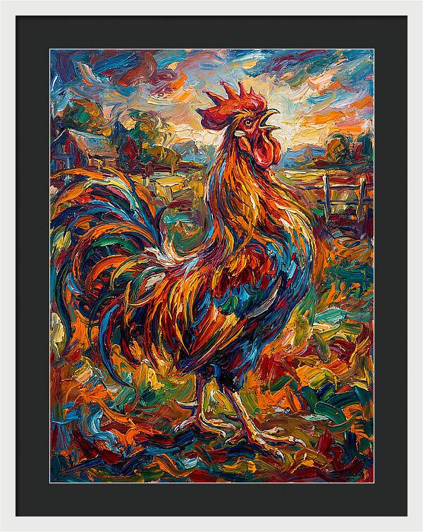 Vibrant Rooster In Expressionism