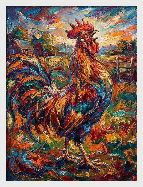 Vibrant Rooster In Expressionism
