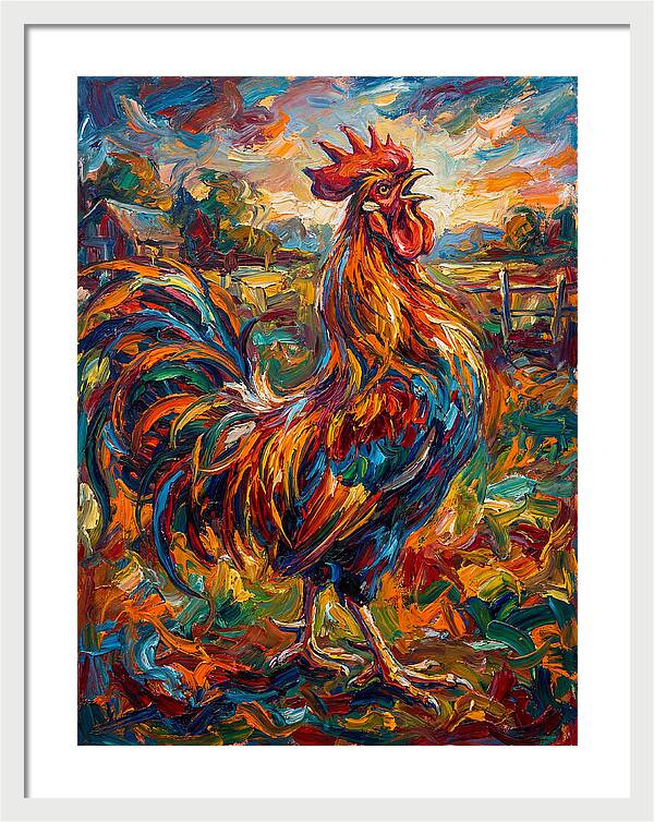 Vibrant Rooster In Expressionism