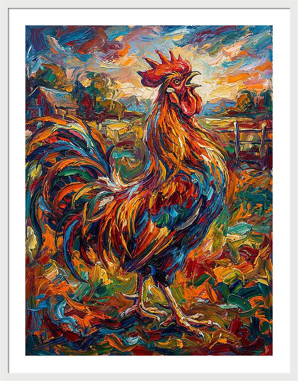 Vibrant Rooster In Expressionism