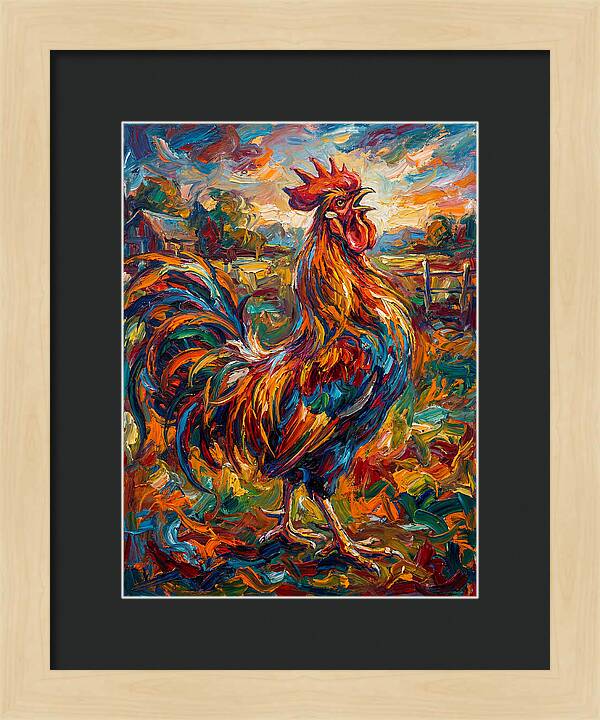 Vibrant Rooster In Expressionism